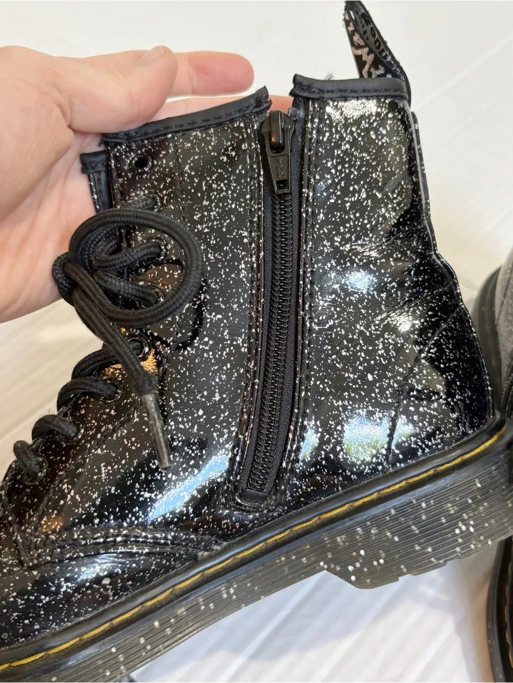 Dr. Martens 1460 Junior Glitter Lace Up Boots Size EU 36 Size 5 Black Cosmic